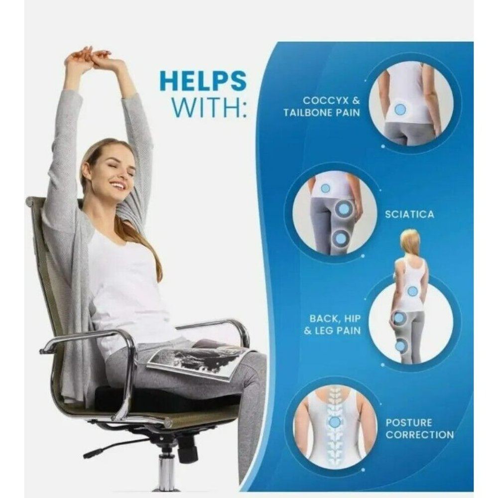 Everlasting Pressure Relief Seat Cushion for Long Sitting Hours - Black - Picture 5 of 12